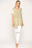 Star Textured Knit Mixed Tunic Top With Shark Bite Hem