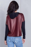 Burgundy And Black "jadore" Silver Graphic Hoodie Top