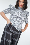 High Waist Plaid Print Wide Leg Pants