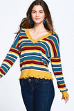 Multi-colored Variegated Striped Knit Sweater