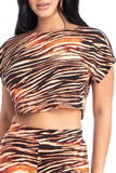 Zebra Print Crop Top And Palazzo Pants Set