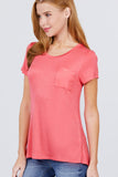 Short Sleeve Scoop Neck Top With Pocket