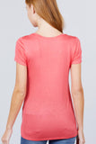 Short Sleeve Scoop Neck Top With Pocket