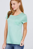 Short Sleeve Scoop Neck Top With Pocket