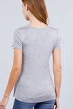 Short Sleeve Scoop Neck Top With Pocket