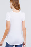 Short Sleeve Scoop Neck Top With Pocket