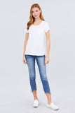 Short Sleeve Scoop Neck Top With Pocket