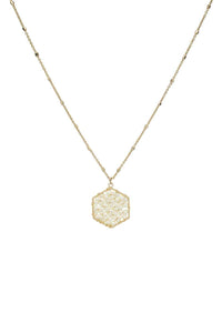 Fashion Pearl Wraps Hexagon Pendant Necklace