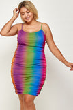 Plus Size Rainbow Ombre Print Cami Dress