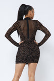 Animal Print Long Sleeve Mock Neck Mini Dress