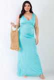 Plus V-neck Sleeveless Maxi Dress