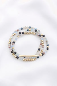 3 Row Glass Bead Stretch Bracelet