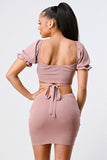 Lux Side Cutout W/ Back Tie Detail Bodycon Dress