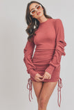 Solid Color Mock Neck Mini Bodycon Dress