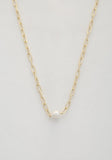 Pearl Bead Oval Link Necklace