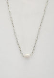 Pearl Bead Oval Link Necklace