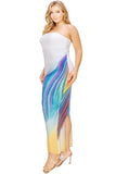 Plus sleeveless color gradient tube top maxi dress