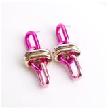 Color Metal Oval Link Earring